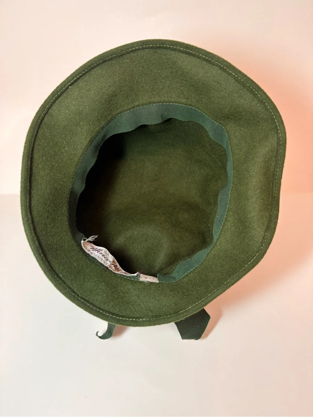 Vintage Marced Modes 1960 Women’s Green Felt Cloche Hat